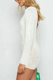 Lilideco Spring Outfits Knitted Backless Long Sleeve Mini Dress - Backless Mini Dress