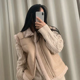 Lilideco Korean Chic Leather Vest Coat Women Autumn Winter New Lapel Neck Zipper Jackets Y2k E-Girl Slim Fit Sleeveless Tops Mujer