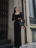 Lilideco Elegant Slit Midi Skirts Women Streetwear High Waist Suit Skirt Office Lady Korean Fashion Grey Black Slim Pencil