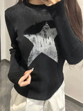 Lilideco Pullover Japanese Autumn Grunge Streetwear Star Girl Y2k Aesthetic Jumpers Vintage Harajuku Cut Out Loose Knitted Sweater