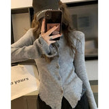 Lilideco 2025 Early Autumn New Bottoming Black Tops Mujer Y2k V-neck Single Breasted Sweaters Slim Fit Long Sleeve Knitted Cardigan