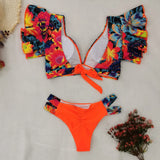 Lilideco 2024 New Ruffled Sexy Bikini Set Women Floral Beachwear V-Neck Bathing Suit High Waist Biquini Swimwear Female 2 Piece Swimsuits