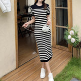 Lilideco Striped Knit Midi Dress