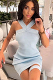 Lilideco Spring Outfits Off-Shoulder Halter Knit Mini Dress