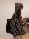 Lilideco 2025 Autumn Winter Sweater Coat Women Y2k E-Girl Vintage Striped Tops Mujer All-match Fashion Long Sleeve Hoodie Cardigan