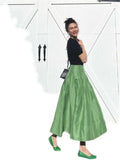 Lilideco 2025 French Elegant Retro Green Umbrella Skirt Y2k Temperament High Waisted Slimming Puffed  for Women Pleated