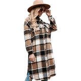 Lilideco Women's Thick Woolen Lapel Button Up Long Plaid Shirt Coats for Women Winter Warm Fashion Streetwear Casual Loose Jacket Outwear