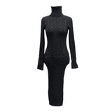 Lilideco Women’s Turtleneck Knitted Bodycon Midi Dress