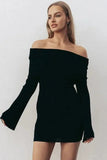 Lilideco Spring Outfits Homecoming Dress  Off Shoulder Long Sleeve Bodycon Mini Dress