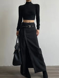 Lilideco Oversize All-match Zipper Split Skirts Y2k Grunge High Waist Bodycon Skirt for Women 2025 Spring New Black Faldas Mujer