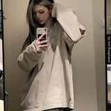 Lilideco Oversize Mid-length Bottoming Tops Women Y2k E-Girl Long Sleeve Loose Pullover Spring Autumn New O-neck Print T-shirts