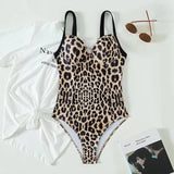 Lilideco 2024 New Sexy Leopard Swimsuit Bodysuit Women One Piece Adjustable Swimwear Female Monokini Push Up Backless Print Bikini