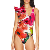 Lilideco 2024 New Flower Printed Ruffle One Piece Women Swimsuit Swimwear with Skirt Ruffle Bathing Suit Monokini Beach Wear Bodysuit