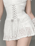 Lilideco  A Line Pleated Lace Mini Skirt