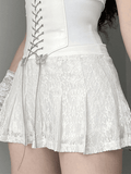 Lilideco  A Line Pleated Lace Mini Skirt