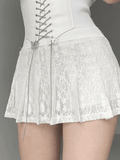 Lilideco  A Line Pleated Lace Mini Skirt