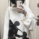 Lilideco Streetwear Knitted Hip Hop Sweater Men Men Aesthetic Print Pullover Harajuku Gothic Oversized Sweater Cotton Sweater Sweater