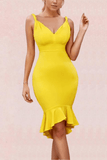 Lilideco-Alia Bodycon Dress - Sun Yellow