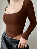 Lilideco Asymmetric Long Sleeve Crop Top