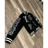 Lilideco Geometric letter flocking embroidery high quality baseball jacket for women Y2K grunge clothes aesthetic casual versatile jacket