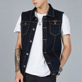 Lilideco Streetwear Men Oversized Denim Vest Sleeveless Turndown Collar Big Pocket Jacket Spring Autumn Fashion Vintage Loose Tank Tops