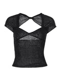 Lilideco Back Cutout Black Crop Top