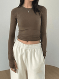 Lilideco Basic Solid Long Sleeve Crop Top