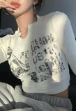 Lilideco Blurry Long Sleeve Crop Top