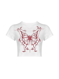 Lilideco Butterfly Print White Crop Top