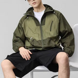 Lilideco Spring Summer Sunscreen Clothing Thin And Light Hooded Jacket Men Patchwork Ice Silk Coat Outdoor Fishing Mountain Travel Top