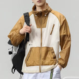 Lilideco Spring Summer Sunscreen Clothing Thin And Light Hooded Jacket Men Patchwork Ice Silk Coat Outdoor Fishing Mountain Travel Top