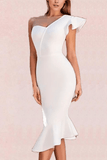 Lilideco-Circe Bodycon Midi Dress - Pearl White