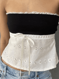 Lilideco Contrast Lace Bandeau Crop Top