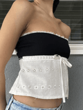 Lilideco Contrast Lace Bandeau Crop Top