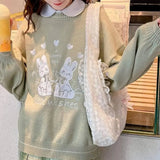 Lilideco Kawaii Cartoon Printed Knitted Sweater Women