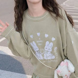 Lilideco Kawaii Cartoon Printed Knitted Sweater Women