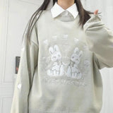 Lilideco Kawaii Cartoon Printed Knitted Sweater Women