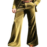 Lilideco Spring Autumn Fashion Velvet Flared Pants Men High Street Trendy Suit Trousers Vintage Comfortable Vacation Casual Trousers