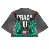 Lilideco American spoof fun pattern printed letter design O-neck T-shirt for men y2 streetwear hip-hop rock popular versatile couple tops