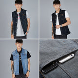 Lilideco Streetwear Men Oversized Denim Vest Sleeveless Turndown Collar Big Pocket Jacket Spring Autumn Fashion Vintage Loose Tank Tops