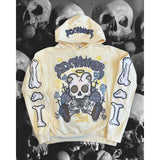 Lilideco Gothic Skull Letters Geometric Print Pullover Graphic Hoodies for Women High Street Hip-Hop winter clothes Couple Y2K Sweatshirt