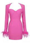 Lilideco-Erin Long Sleeve Bodycon Mini Dress - Hot Pink