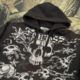 Lilideco Dark gothic punk skull letter print design oversized hoodie men's y2k baggy hip hop street zipper cardigan new sweatshirts