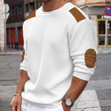 Lilideco Men Patchwork Suede Knit Sweater Slim Fit Long Sleeve O-neck  Knitwear Spring Autumn Fashion Knitted Pullover Tops Streetwear