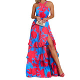 Lilideco Women Fashion Sexy Bohemian Print Cutout Wedding Guest Dress