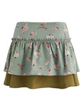 Lilideco  Floral Print Ruffle Mini Skirt