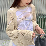 Lilideco Hollow Sunscreen Lace-Up Knit Sweater