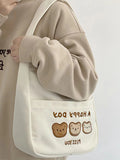 Lilideco Ins wind canvas bag female large-capacity student class one-shoulder tote bag casual cute all-match girl shopping bag
