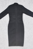 Lilideco-Jane Long Sleeve Bodycon Midi Dress - Classic Black