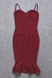 Lilideco-Joy Bandage Midi Dress - Red Wine